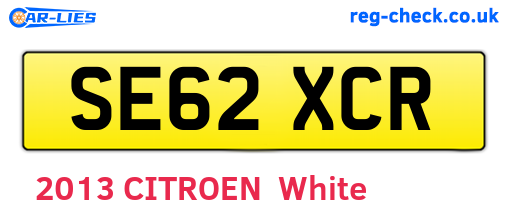 SE62XCR are the vehicle registration plates.