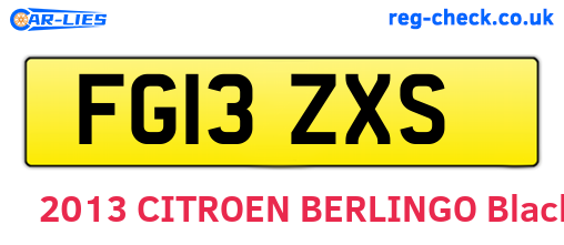 FG13ZXS are the vehicle registration plates.
