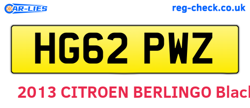 HG62PWZ are the vehicle registration plates.