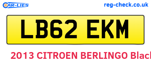 LB62EKM are the vehicle registration plates.