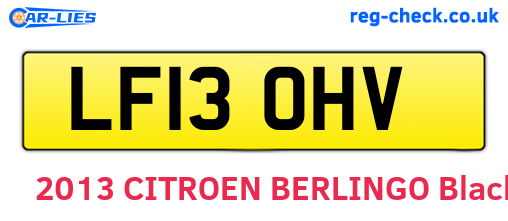 LF13OHV are the vehicle registration plates.