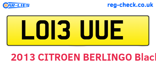 LO13UUE are the vehicle registration plates.
