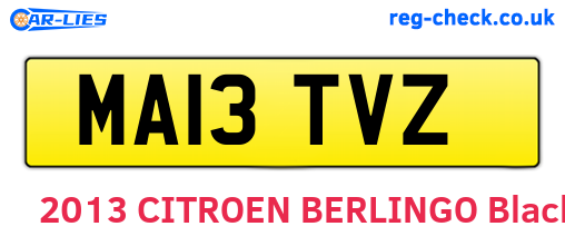 MA13TVZ are the vehicle registration plates.