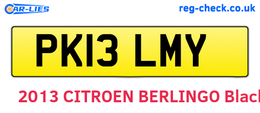 PK13LMY are the vehicle registration plates.