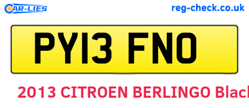 PY13FNO are the vehicle registration plates.