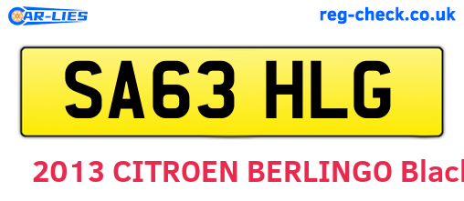 SA63HLG are the vehicle registration plates.