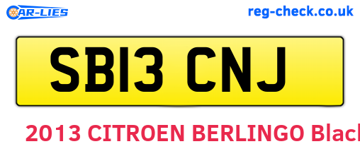 SB13CNJ are the vehicle registration plates.