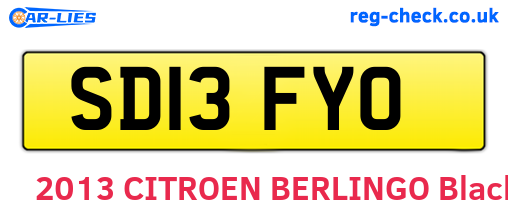 SD13FYO are the vehicle registration plates.