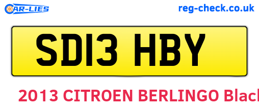 SD13HBY are the vehicle registration plates.