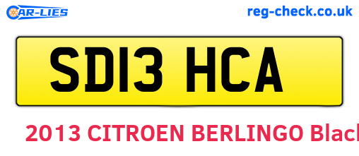 SD13HCA are the vehicle registration plates.