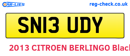 SN13UDY are the vehicle registration plates.