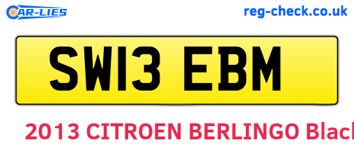 SW13EBM are the vehicle registration plates.