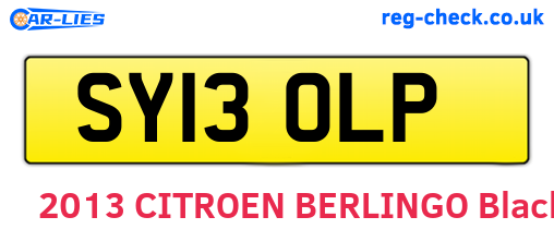 SY13OLP are the vehicle registration plates.