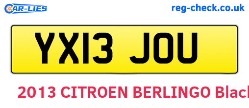 YX13JOU are the vehicle registration plates.