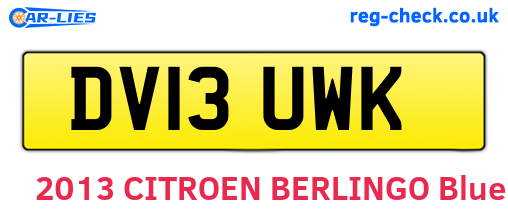 DV13UWK are the vehicle registration plates.
