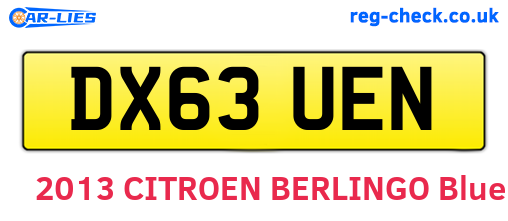 DX63UEN are the vehicle registration plates.