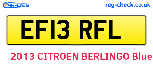 EF13RFL are the vehicle registration plates.