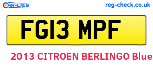 FG13MPF are the vehicle registration plates.