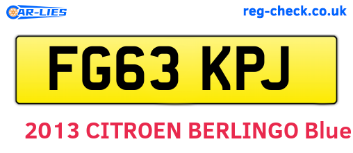 FG63KPJ are the vehicle registration plates.