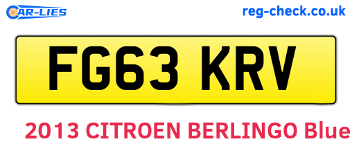 FG63KRV are the vehicle registration plates.