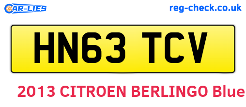 HN63TCV are the vehicle registration plates.