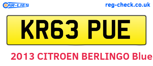 KR63PUE are the vehicle registration plates.