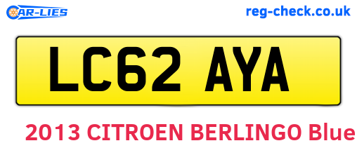 LC62AYA are the vehicle registration plates.