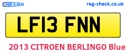 LF13FNN are the vehicle registration plates.