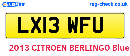 LX13WFU are the vehicle registration plates.