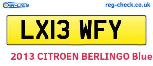 LX13WFY are the vehicle registration plates.