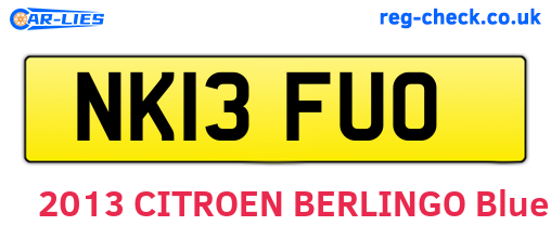 NK13FUO are the vehicle registration plates.