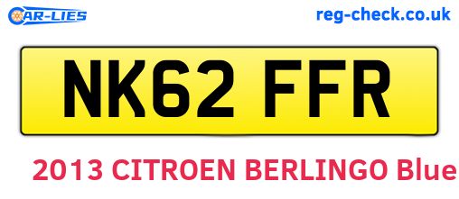 NK62FFR are the vehicle registration plates.
