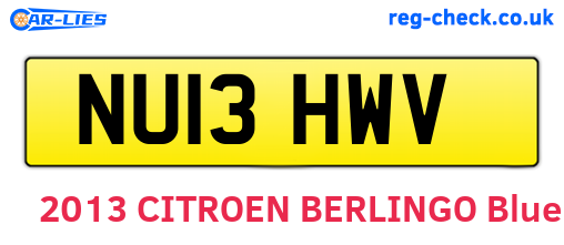 NU13HWV are the vehicle registration plates.