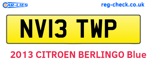 NV13TWP are the vehicle registration plates.