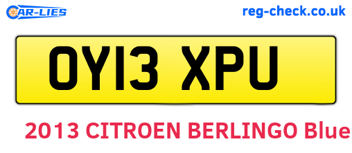 OY13XPU are the vehicle registration plates.