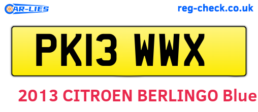PK13WWX are the vehicle registration plates.