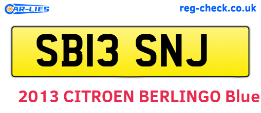SB13SNJ are the vehicle registration plates.