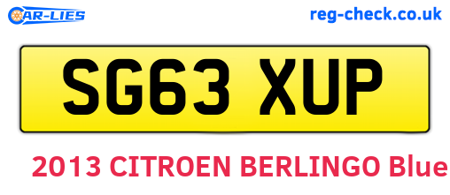 SG63XUP are the vehicle registration plates.
