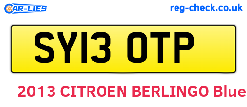 SY13OTP are the vehicle registration plates.