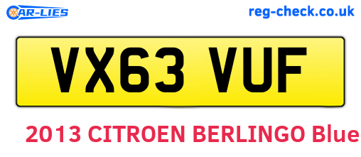VX63VUF are the vehicle registration plates.