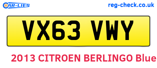 VX63VWY are the vehicle registration plates.