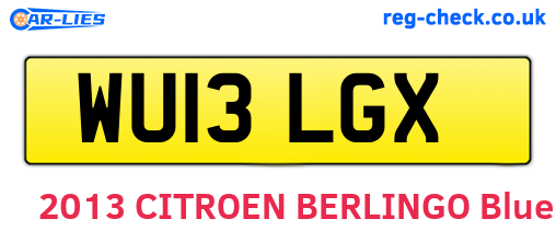 WU13LGX are the vehicle registration plates.