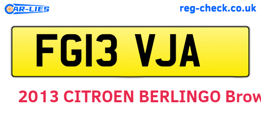 FG13VJA are the vehicle registration plates.