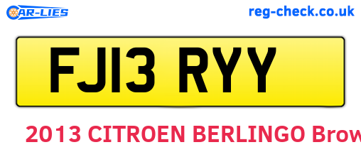 FJ13RYY are the vehicle registration plates.