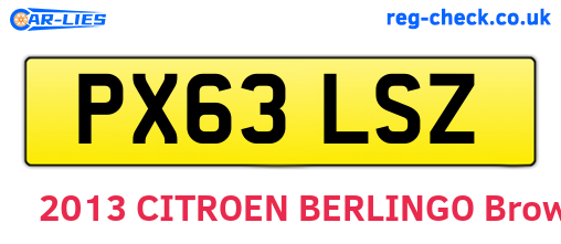 PX63LSZ are the vehicle registration plates.