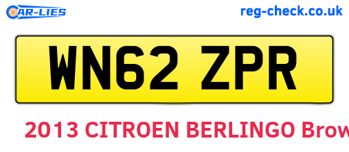 WN62ZPR are the vehicle registration plates.