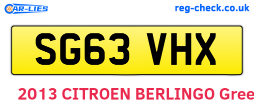 SG63VHX are the vehicle registration plates.