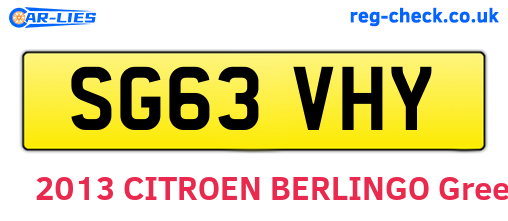 SG63VHY are the vehicle registration plates.