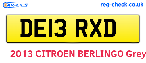 DE13RXD are the vehicle registration plates.