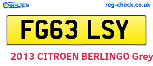 FG63LSY are the vehicle registration plates.